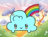 Nube con arco iris kawaii