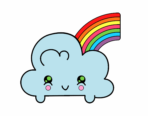 Nube con arco iris kawaii