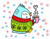 Pajarito tomando un té