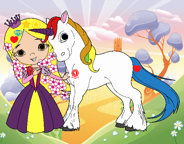 Princesa y unicornio