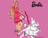 Barbie paseando a su mascota