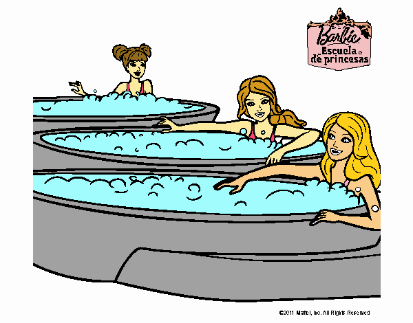 Barbie y sus amigas en el jacuzzi