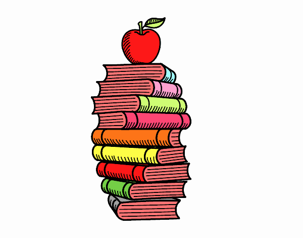 Libros y manzana