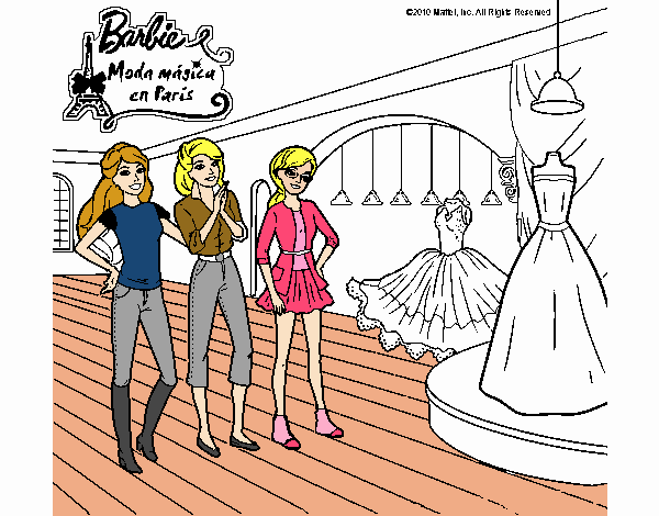 Barbie mirando vestidos