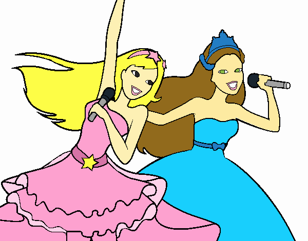 Barbie y la princesa cantando