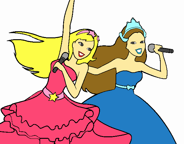 Barbie y la princesa cantando