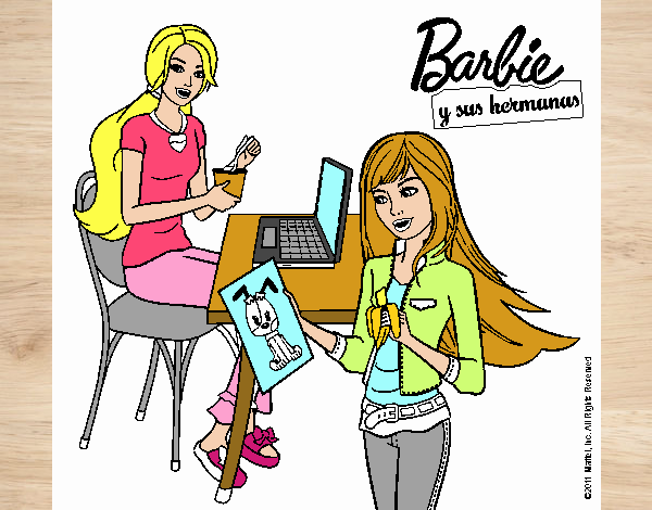 Barbie y su hermana merendando