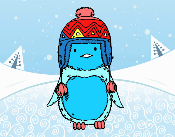 Bebé pingüino con gorrito