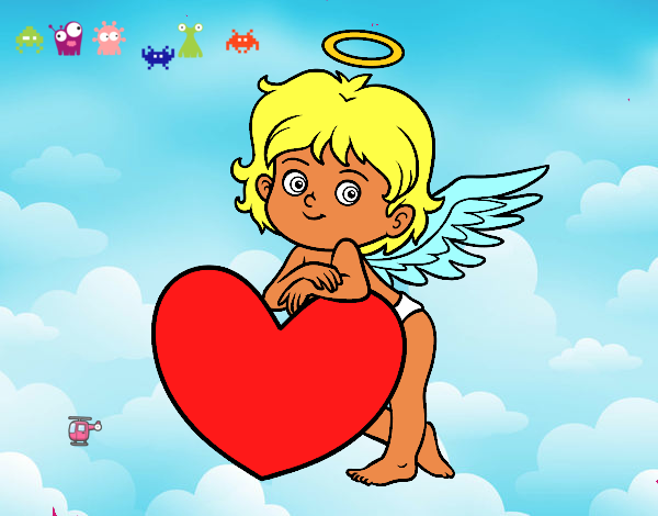 Cupido y un corazón