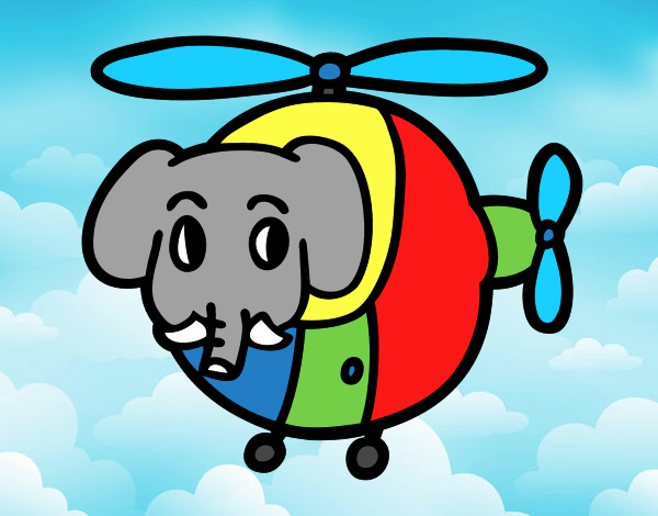 Helióptero con elefante