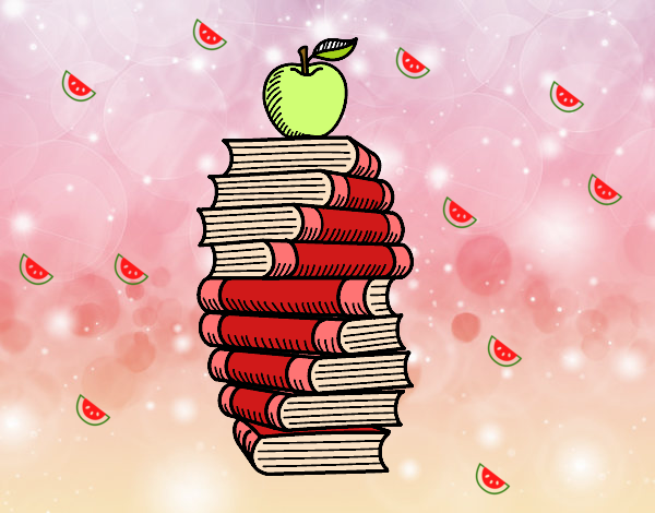 Libros y manzana