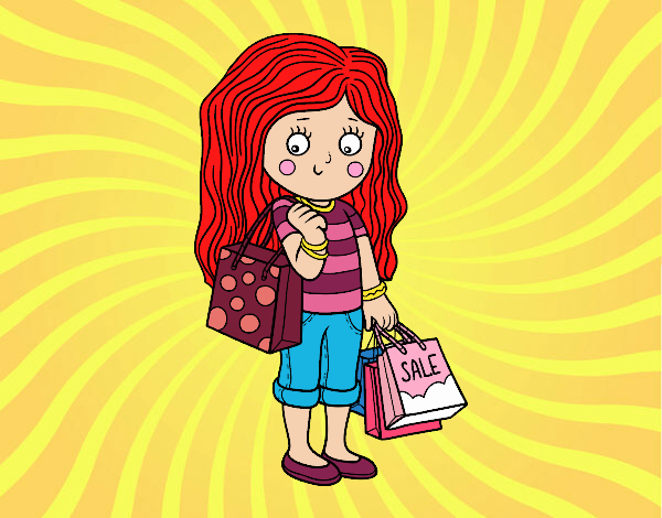 Niña con compras de verano