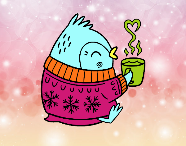 Pajarito tomando un té