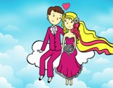 Recién casados en una nube