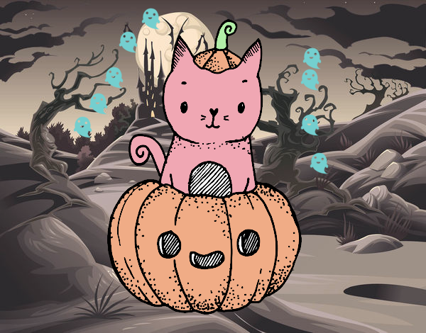 Un gatito de Halloween