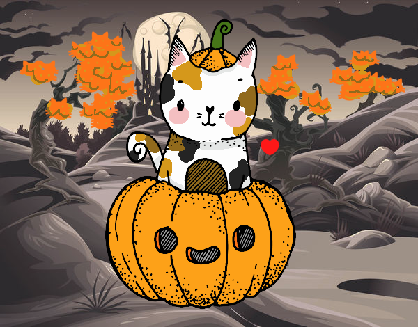 Un gatito de Halloween