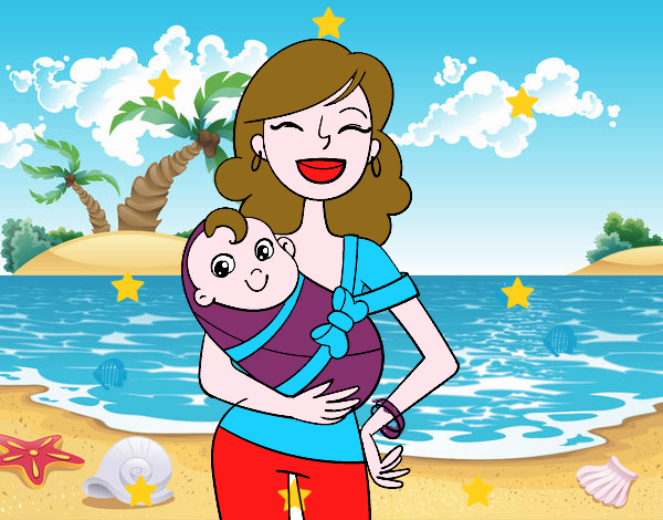 mama´en el mar con el bebe´