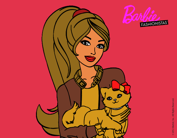 Barbie con su linda gatita