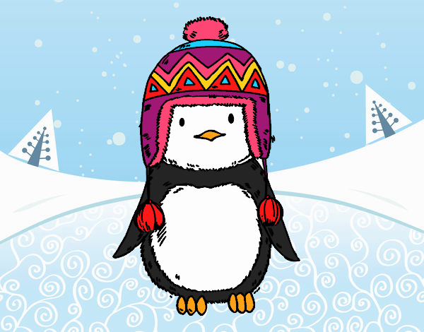 bebe pingüino con gorrito