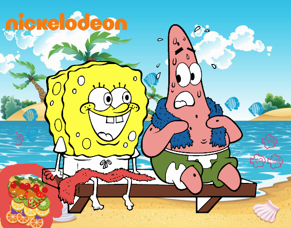 Bob Esponja y Patricio en bañador