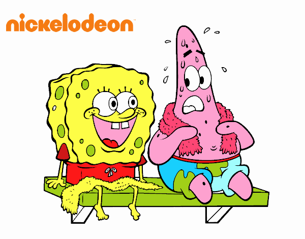 Bob Esponja y Patricio en bañador