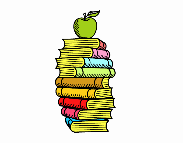 Libros y manzana