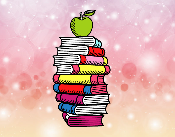 Libros y manzana