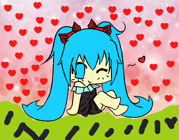 miku sentada chibi kawaii