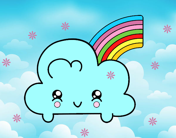 Nube con arco iris kawaii