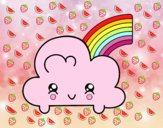 Nube con arco iris kawaii