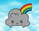 Nube con arco iris kawaii