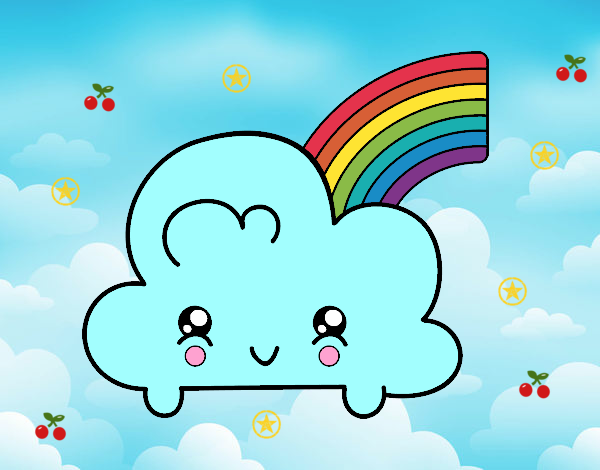 Nube con arco iris kawaii