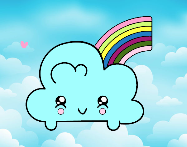 Nube con arco iris kawaii