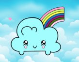 Nube con arco iris kawaii