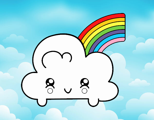 Nube con arco iris kawaii