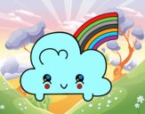 Nube con arco iris kawaii