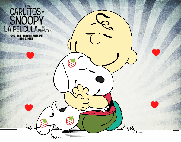 Snoopy y Carlitos abrazados