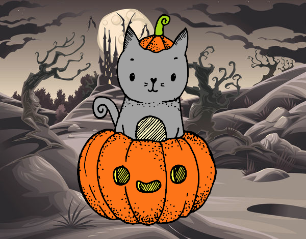 Un gatito de Halloween