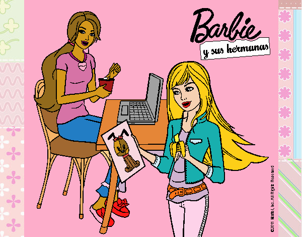 Barbie y su hermana merendando