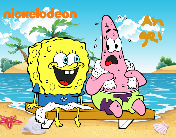 Bob Esponja y Patricio en bañador