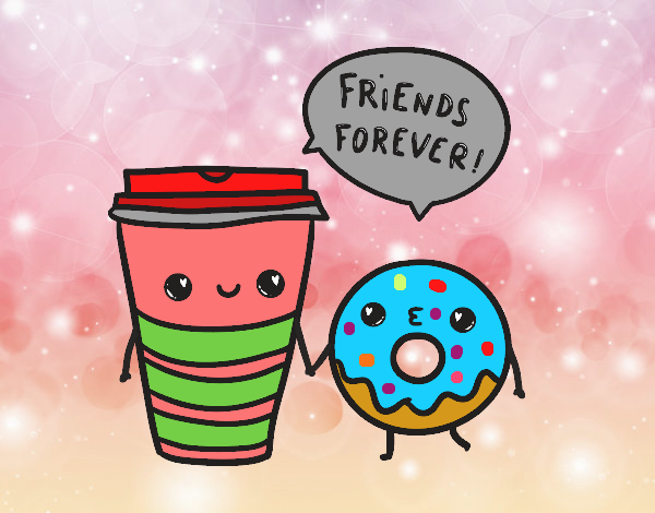 café y dona mejores amigos 