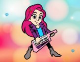 Chica tocando el keytar