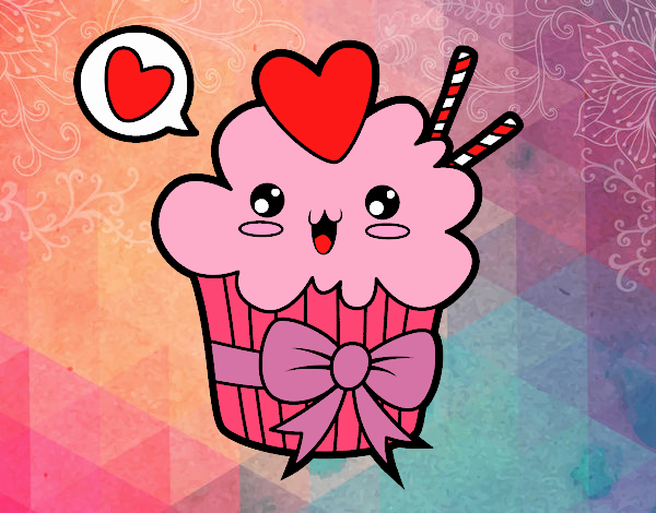 Cupcake kawaii con lazo