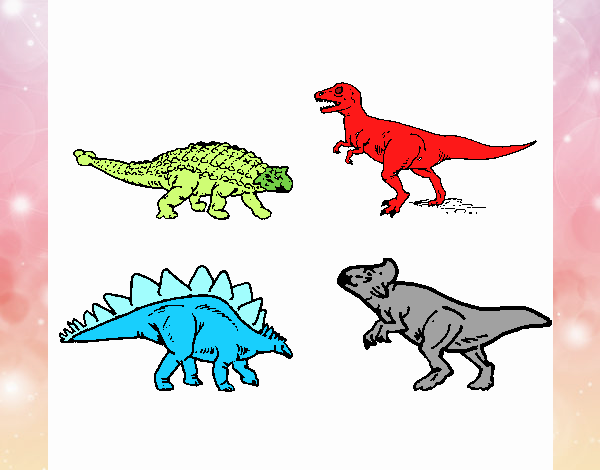 Ankylosaurus=natural eza T rex= fuego Stegosaurus=hielo y por ultimo Protoceratops=rocas
