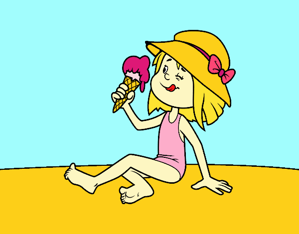 Niña tomando un helado