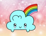 Nube con arco iris kawaii