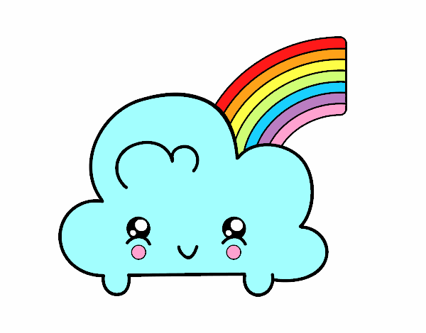 Nube con arco iris kawaii