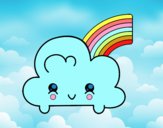 Nube con arco iris kawaii