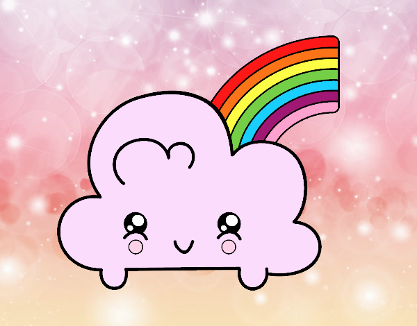 Nube con arco iris kawaii