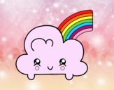 Nube con arco iris kawaii